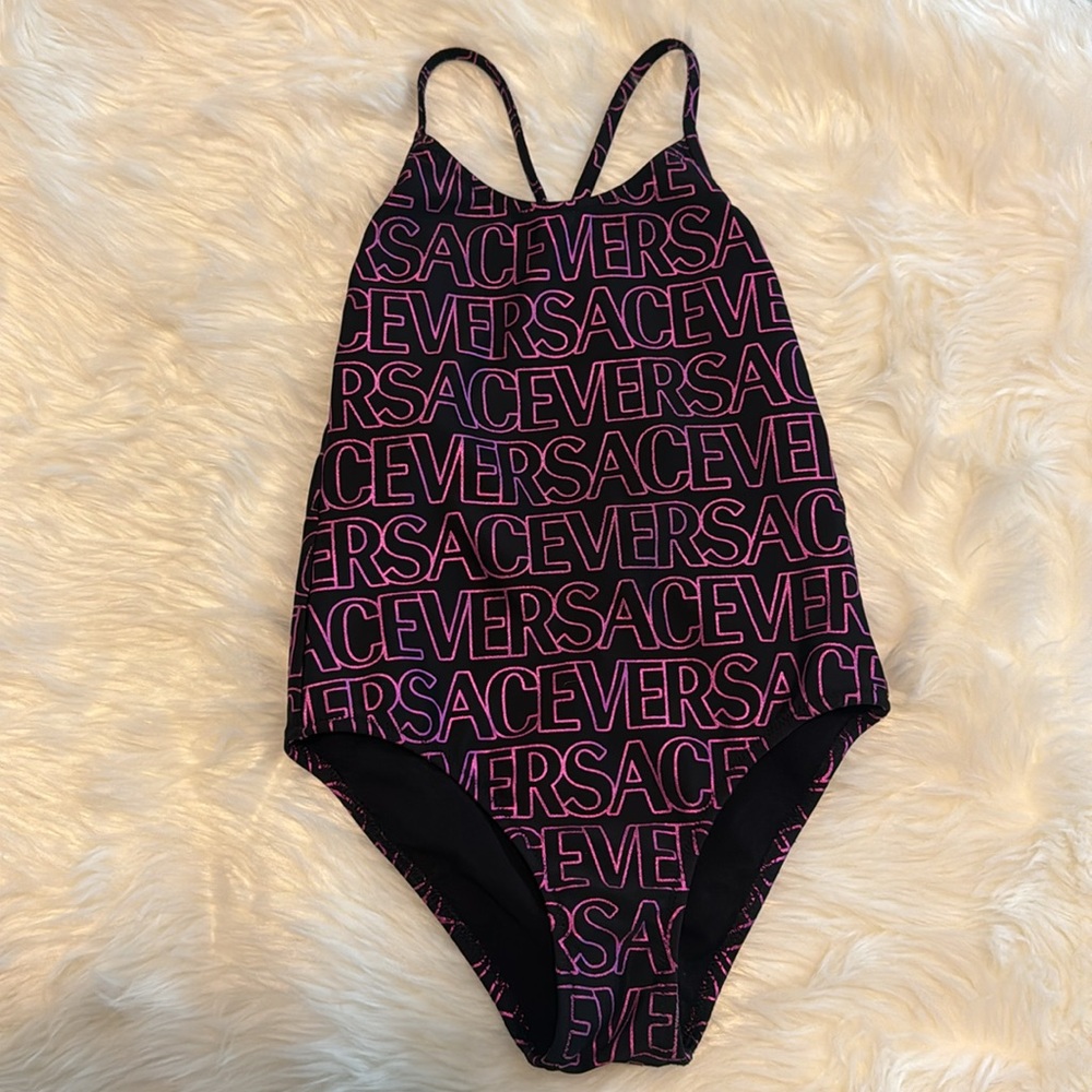 Versace Kids Logo Print Swimsuit
